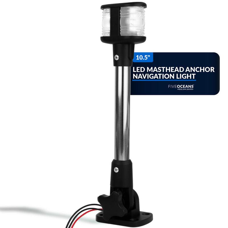 LED Anchor Navigation Light, 10.5" Fixed Mount, 2NM - Five Oceans