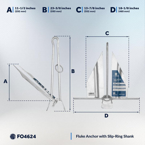 Danforth Anchor Series - 8lb Hot Dipped Steel with Slip-Ring Shank | Canadian Marine & Outdoor Equipment