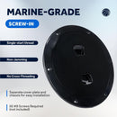 6" Round Boat Deck Plate – Watertight, Black ABS Plastic | Five Oceans | Canadian Marine & Outdoor Equipment