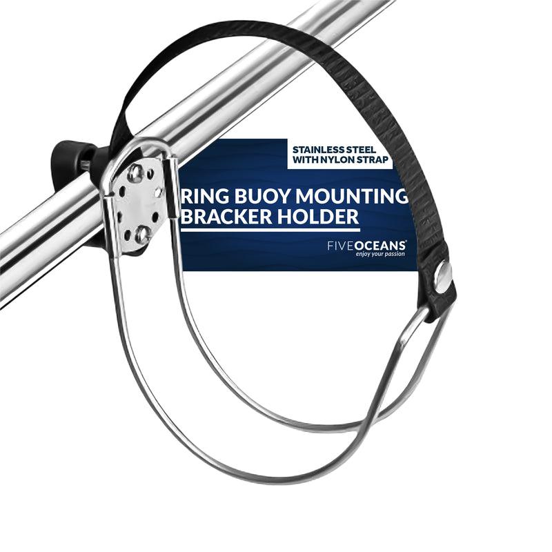 Ring Buoy Mounting Bracket Holder | Stainless Steel with Nylon Strap