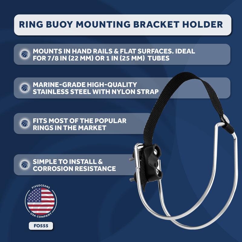 Ring Buoy Mounting Bracket Holder | Stainless Steel with Nylon Strap