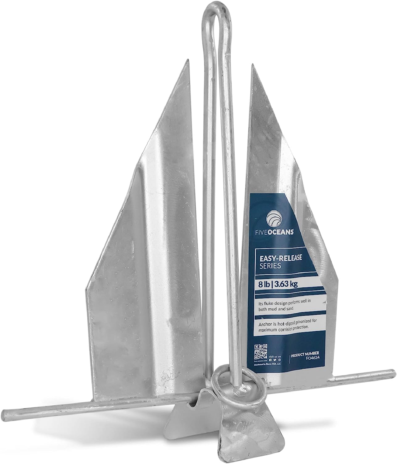 Release Danforth Anchor Series - Hot Dipped Galvanized Steel with Slip-Ring shank, 8 lb-Canadian Marine &amp; Outdoor Equipment