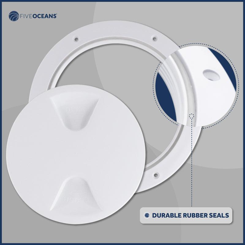 Marine Round Inspection Deck Plate Water Tight for Outdoor Installations, White, 5" -Five Oceans-3