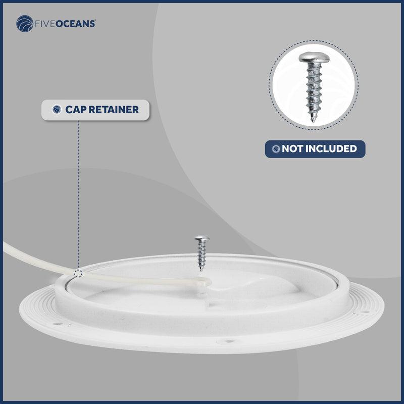 Marine Round Inspection Deck Plate Water Tight for Outdoor Installations, White, 5" -Five Oceans