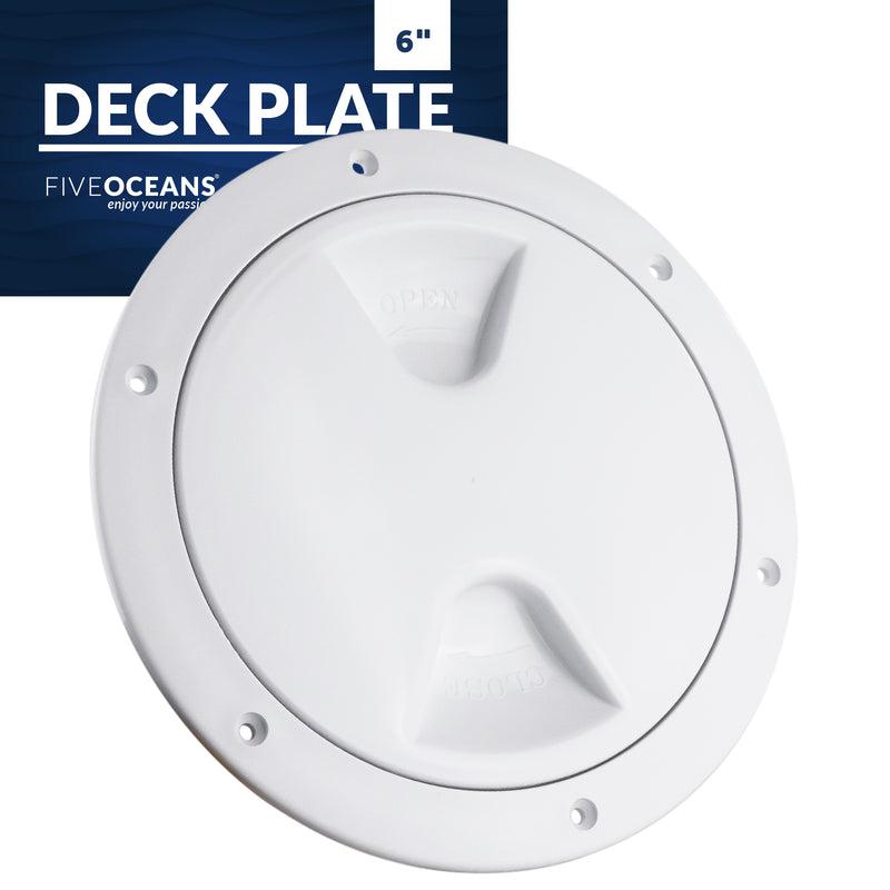 6" Marine Round Inspection Screw-in Deck Plate, 6 inches, Anti-Aging, Anti-Corrosive and UV-Resistant ABS Plastic, White