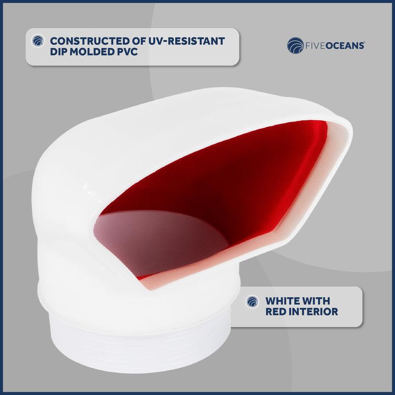 3" Marine Deluxe Low Profile Pac Cowl Vent White & Red for Boat - Five Oceans (BC 88)