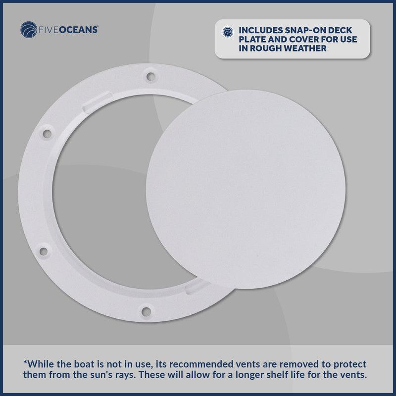 3" Marine Deluxe Low Profile Pac Cowl Vent White & Red for Boat - Five Oceans (BC 88)