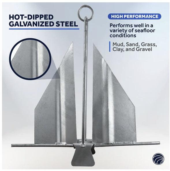 Easy-Release Danforth Anchor Series - Hot Dipped Galvanized Steel with slip ring shank, 9 lb