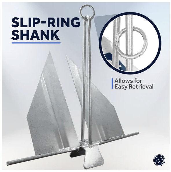 Release Danforth Anchor Series - Hot Dipped Galvanized Steel with slip ring shank, 6 lb