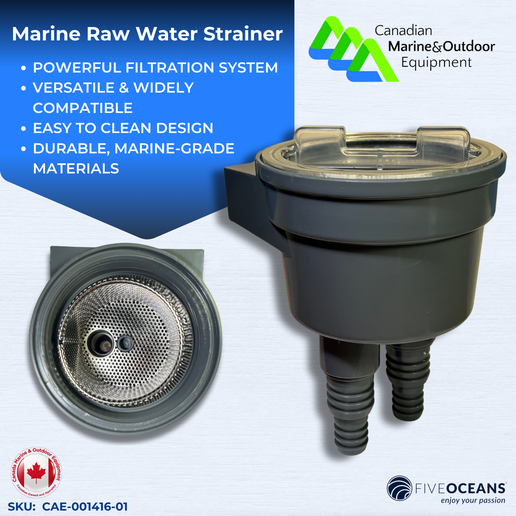 Marine Raw Water Strainer – Engine Cooling Filter, Easy-Clean, ABS | Canadian Marine & Outdoor Equipment