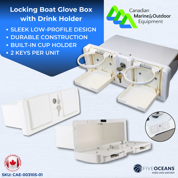 Locking Boat Glove Box with Drink Holder | Five Oceans | Canadian Marine & Outdoor Equipment