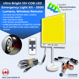 Ultra Bright 12V COB LED Emergency Light Kit – 5000lm, Wireless Remote | Canadian Marine & Outdoor Equipment