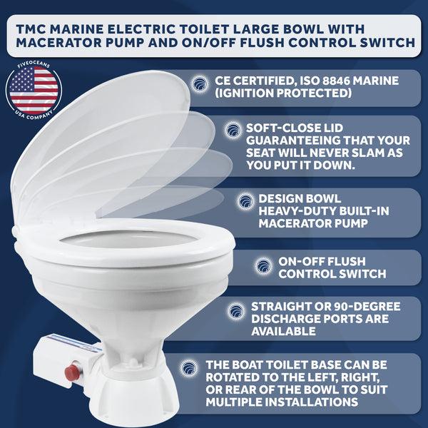 TMC Marine Electric Toilet Large Bowl with Macerator Pump and Flush Control-Canadian Marine &amp; Outdoor Equipment