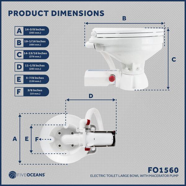 TMC Marine Electric Toilet Large Bowl with Macerator Pump and Flush Control-Canadian Marine &amp; Outdoor Equipment