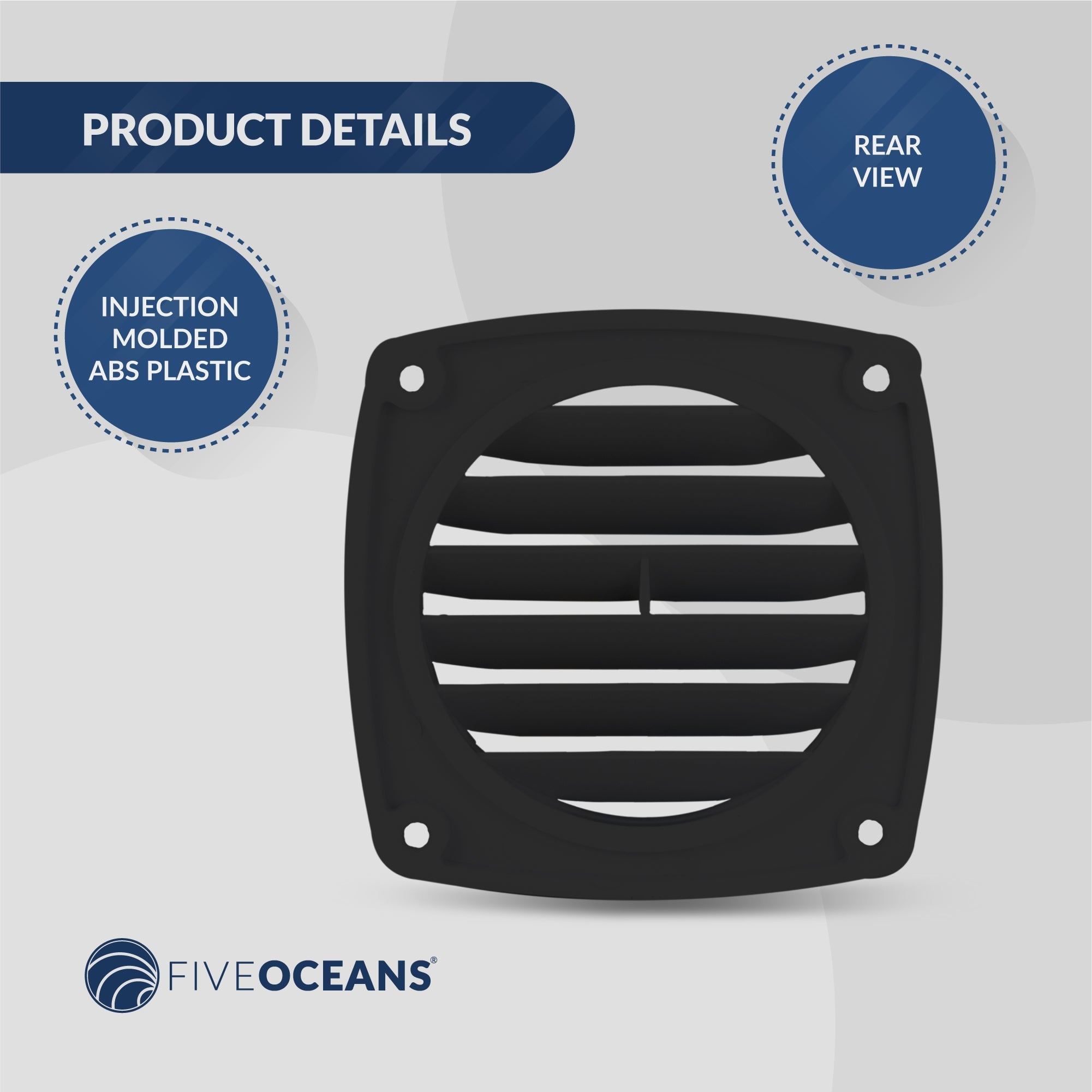 Louvered Flush Hose Ventilators, Ventilation Area of 3 inches diameter, Black, Injection-Molded ABS Plastic, 6 slots, Easy Installation-Canadian Marine &amp; Outdoor Equipment