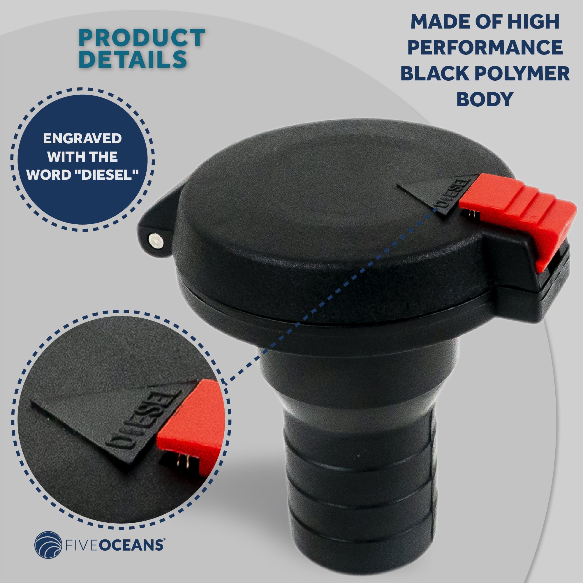 Boat Diesel Deck Fill/Filler, Marine Fuel Deck Filler with Flip Top Cap Design, 1-1/2 Inch Hose, Straight Neck, for Sport Yachts, Motor-yachts and Sailboats-Canadian Marine &amp; Outdoor Equipment