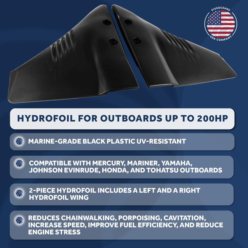 Hydro-Stabilizer Stingray Style Hydrofoil, For Outboards from 50 HP to 200 HP, Durable UV-Resistant Molded Black ABS Plastic, Compatible-Canadian Marine &amp; Outdoor Equipment