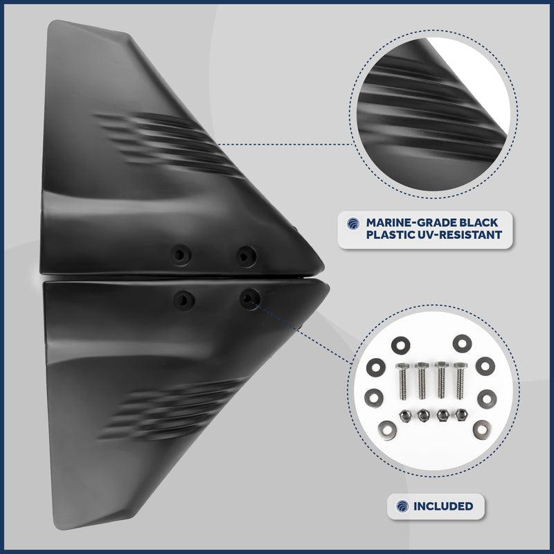 Hydro-Stabilizer Stingray Style Hydrofoil, For Outboards from 50 HP to 200 HP, Durable UV-Resistant Molded Black ABS Plastic, Compatible-Canadian Marine &amp; Outdoor Equipment