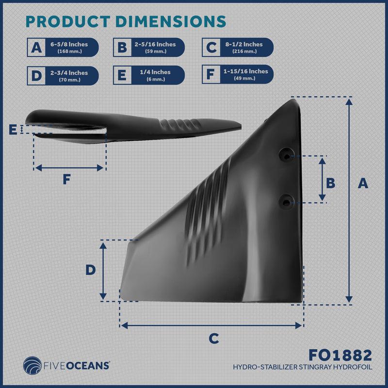 Hydro-Stabilizer Stingray Style Hydrofoil, For Outboards from 50 HP to 200 HP, Durable UV-Resistant Molded Black ABS Plastic, Compatible-Canadian Marine &amp; Outdoor Equipment