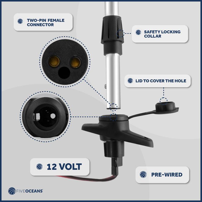 All-Round 360 LED Navigation Anchor Pole Removable Light, with Locking Collar, 2 Pin Female connection, White, 23 inches, USCG Certified 2NM-Canadian Marine &amp; Outdoor Equipment