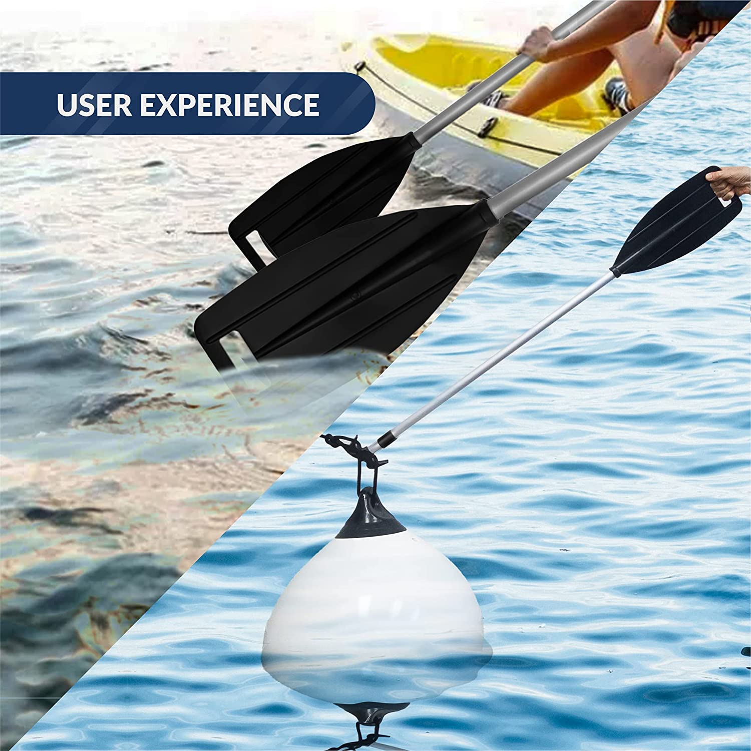 Telescoping Dual Purpose Paddle and Boat Hook, Black, Extends from 45 in (114cm) to 72 in (183cm), Anodized Aluminum Shaft, ABS Plastic Blade-Canadian Marine &amp; Outdoor Equipment