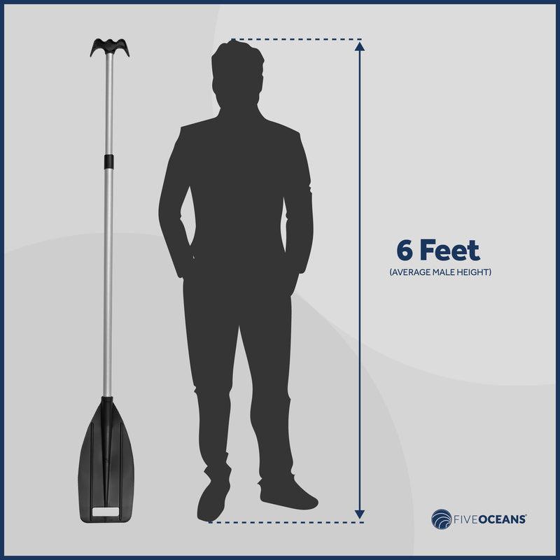 Telescoping Dual Purpose Paddle and Boat Hook, Black, Extends from 45 in (114cm) to 72 in (183cm), Anodized Aluminum Shaft, ABS Plastic Blade-Canadian Marine &amp; Outdoor Equipment