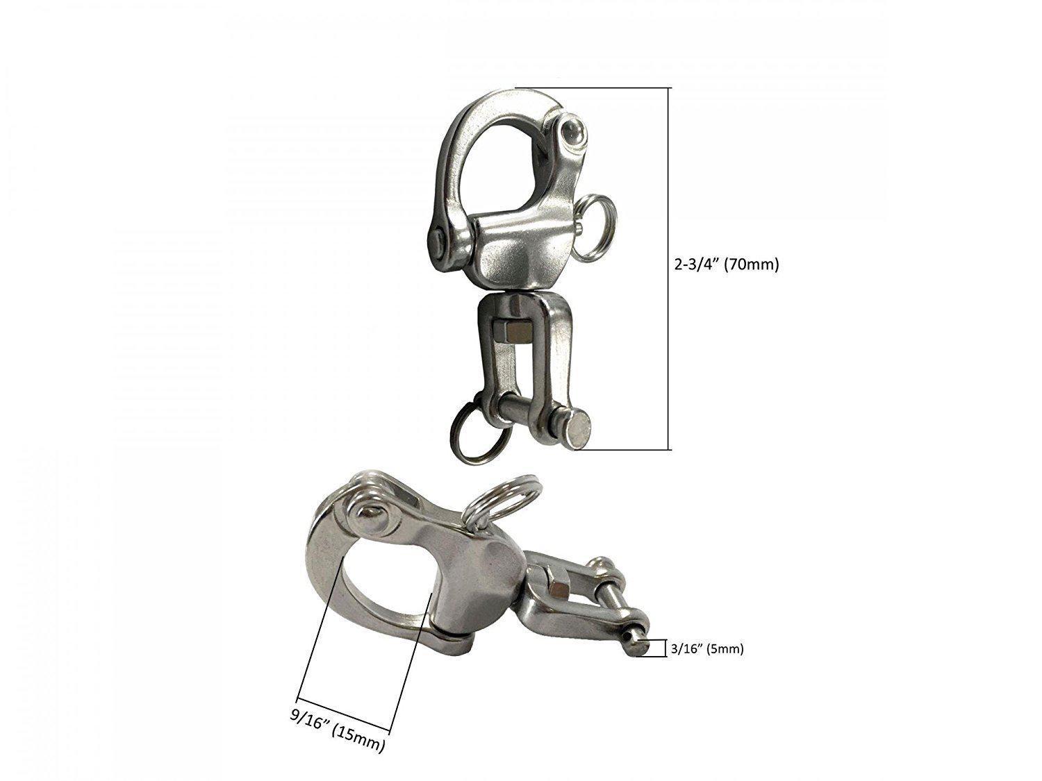 2-3/4" Jaw Swivel Snap Tack Shackle for Sailboat - Stainless Steel (SET OF 4) - Five Oceans-Canadian Marine &amp; Outdoor Equipment