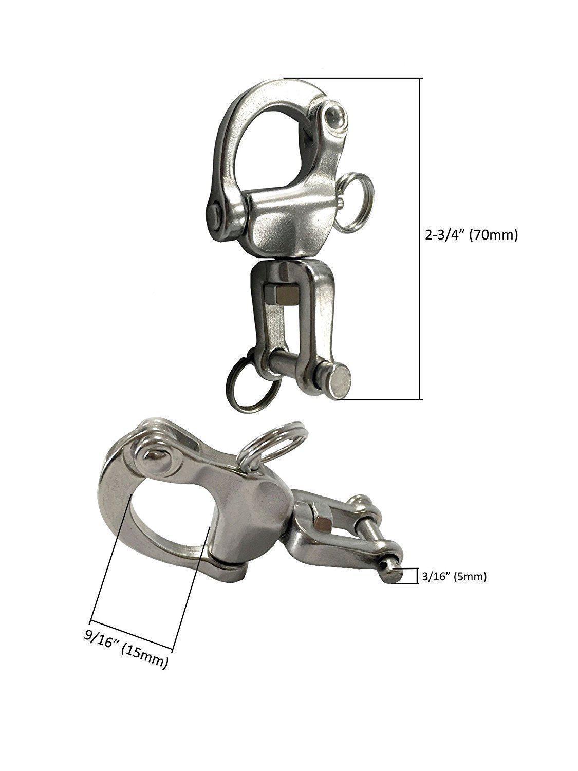 2-3/4" Jaw Swivel Snap Tack Shackle w/ Clevis for Sailboat - Stainless Steel - Five Oceans (BC 446)-Canadian Marine &amp; Outdoor Equipment