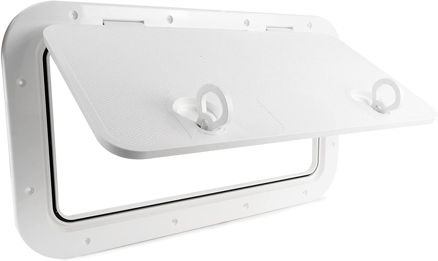 Marine Deck Access Hatch with Locking Slam Latch Handle, Off-White UV-Stabilized Polypropylene, 23-1/2 inches (596mm) x 13-5/8 inches (348mm)-Canadian Marine &amp; Outdoor Equipment