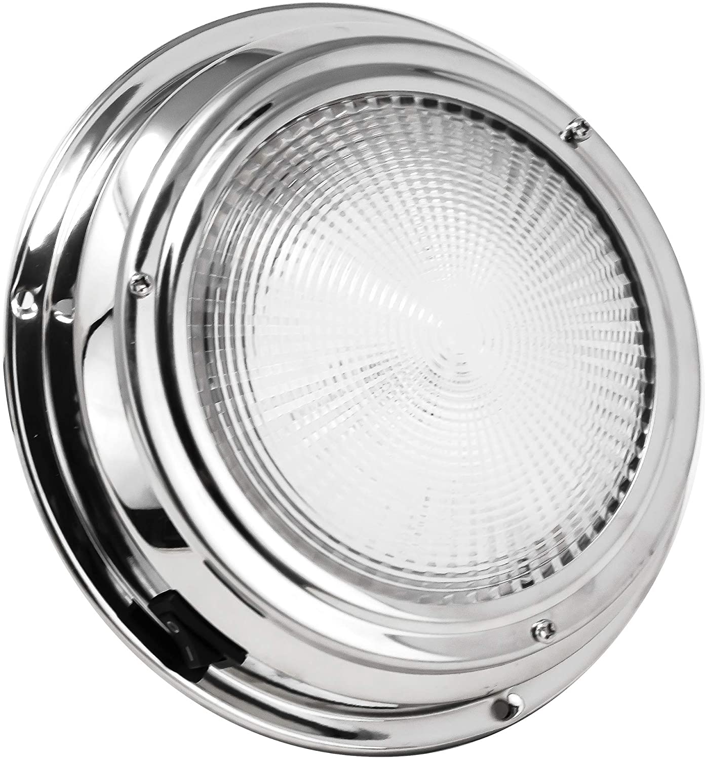 Stainless Steel LED Interior Dome Light w/ On-Off Switch, 4" Cool White (SET OF 2)-Canadian Marine &amp; Outdoor Equipment