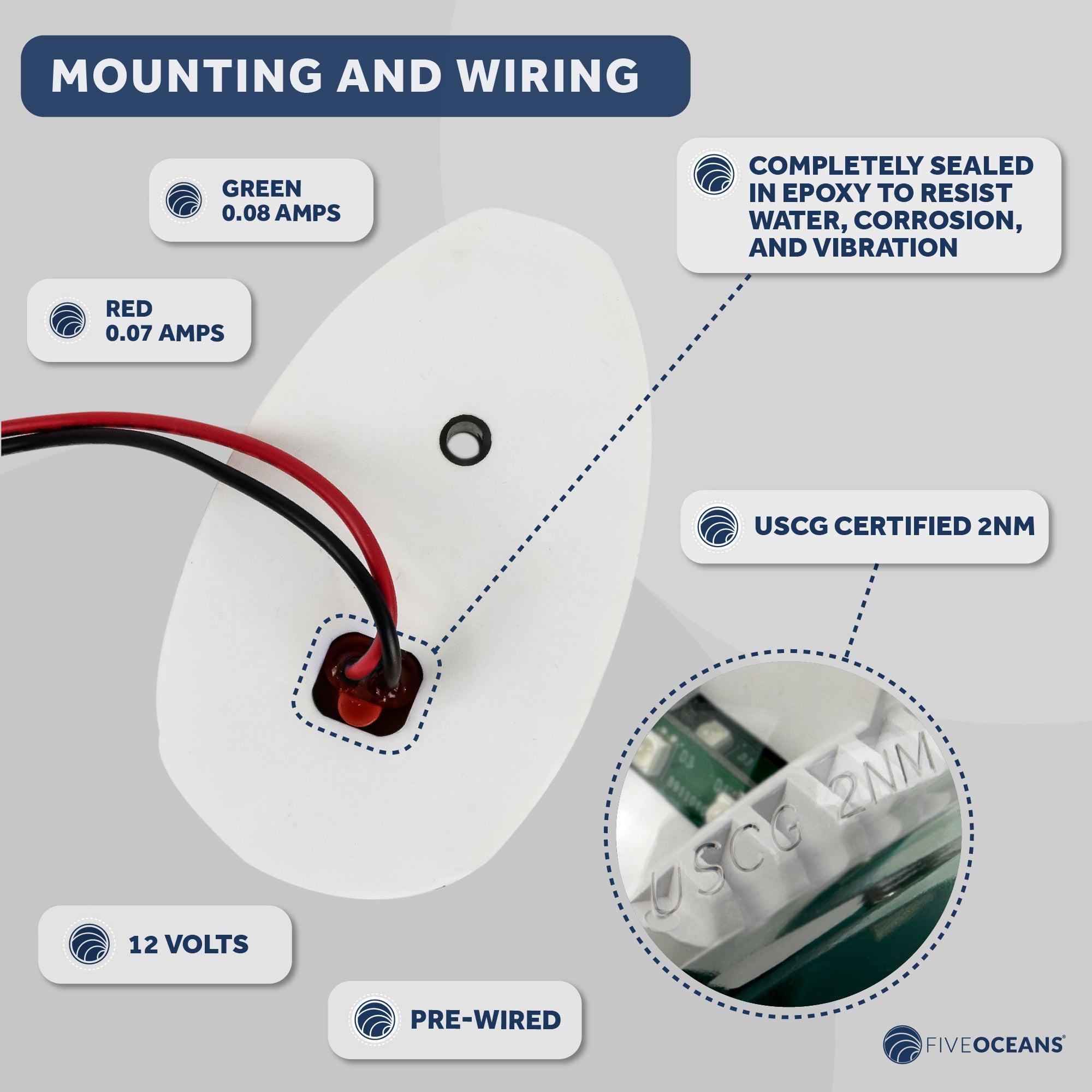 12V LED Stainless Steel Navigation Side Lights (Pair) – Five Oceans | Canadian Marine & Outdoor Equipment