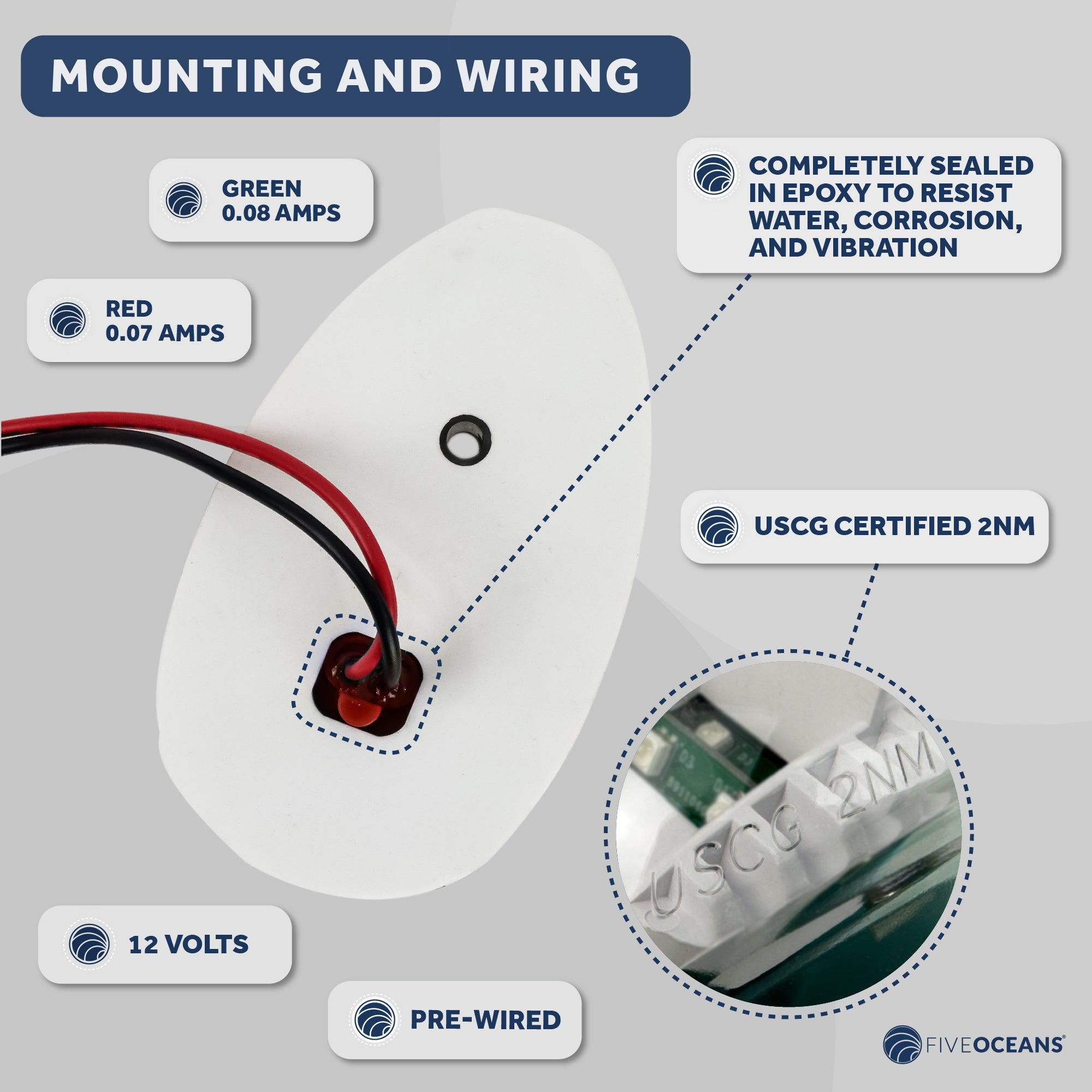 Stainless Steel Navigation 12V LED Side Lights (Pair Set) - Five Oceans-Canadian Marine &amp; Outdoor Equipment