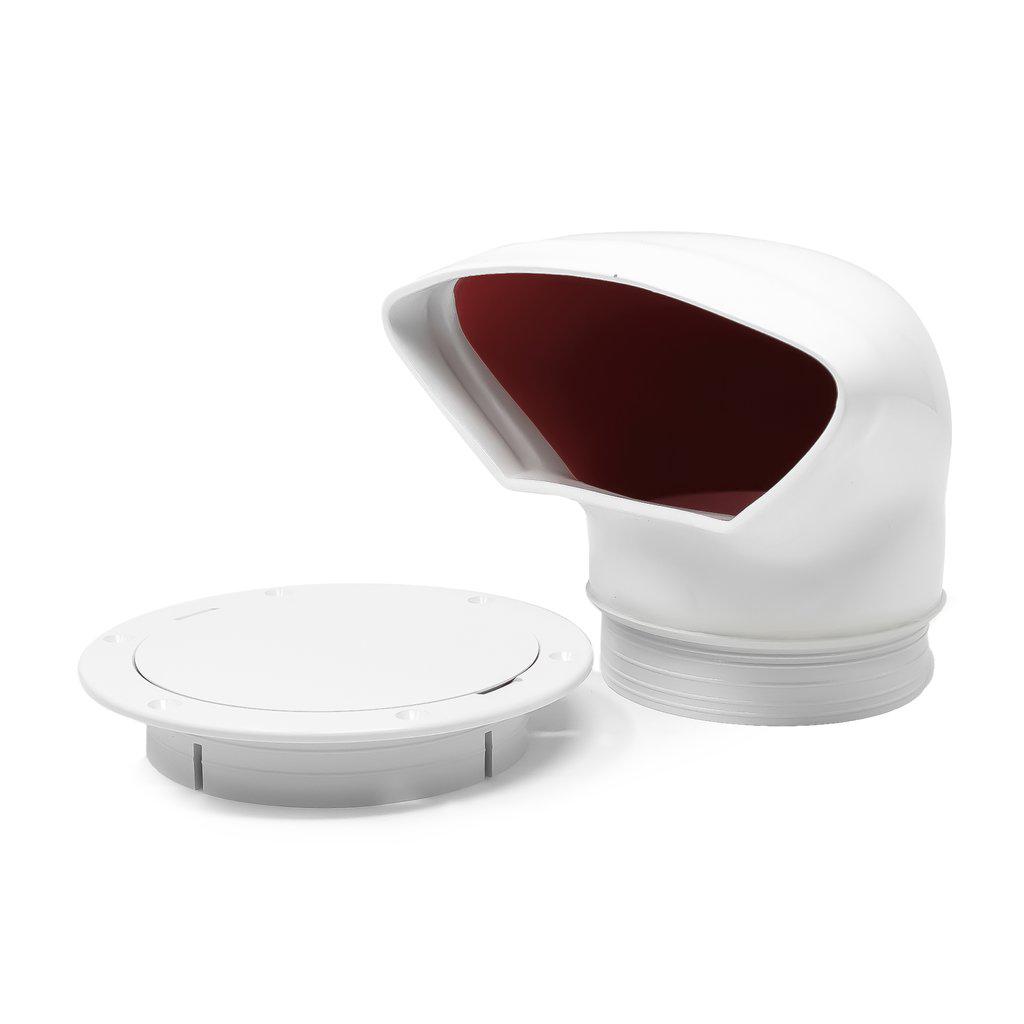 3" Marine Deluxe Low Profile Pac Cowl Vent White & Red for Boat - Five Oceans (BC 88)-Canadian Marine &amp; Outdoor Equipment
