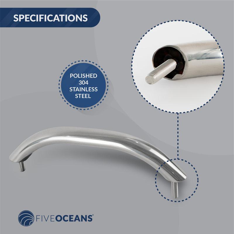 Grab Handle Handrail with Stud 9", Stainless Steel - Five Oceans-Canadian Marine &amp; Outdoor Equipment