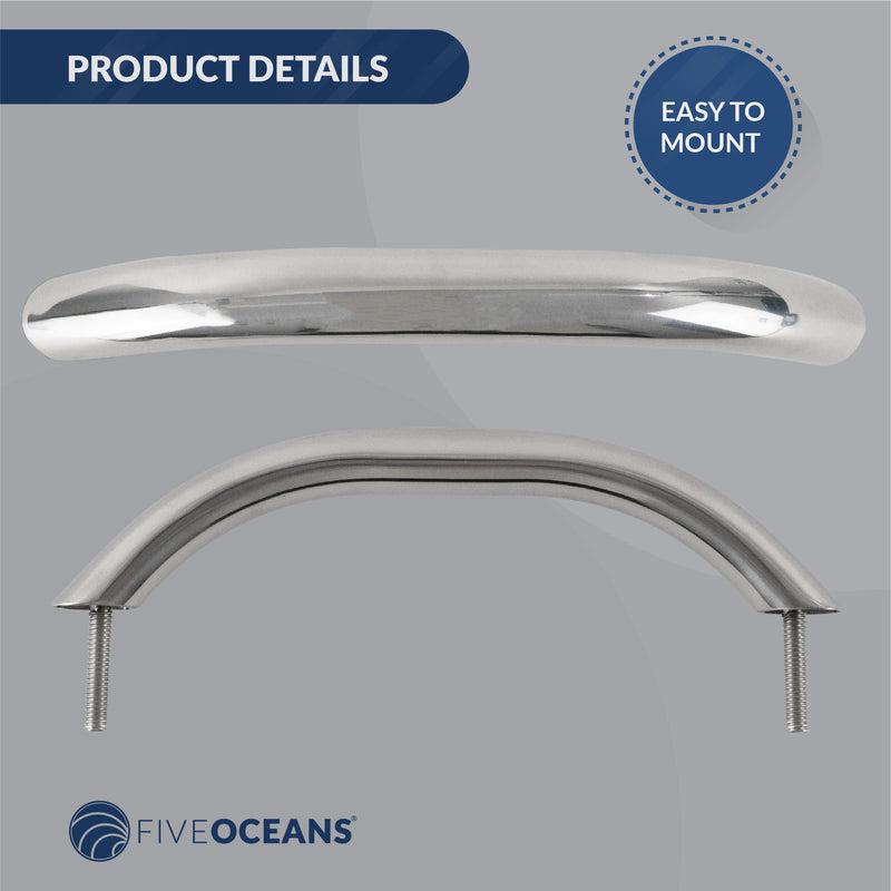 Grab Handle Handrail with Stud 9", Stainless Steel - Five Oceans-Canadian Marine &amp; Outdoor Equipment