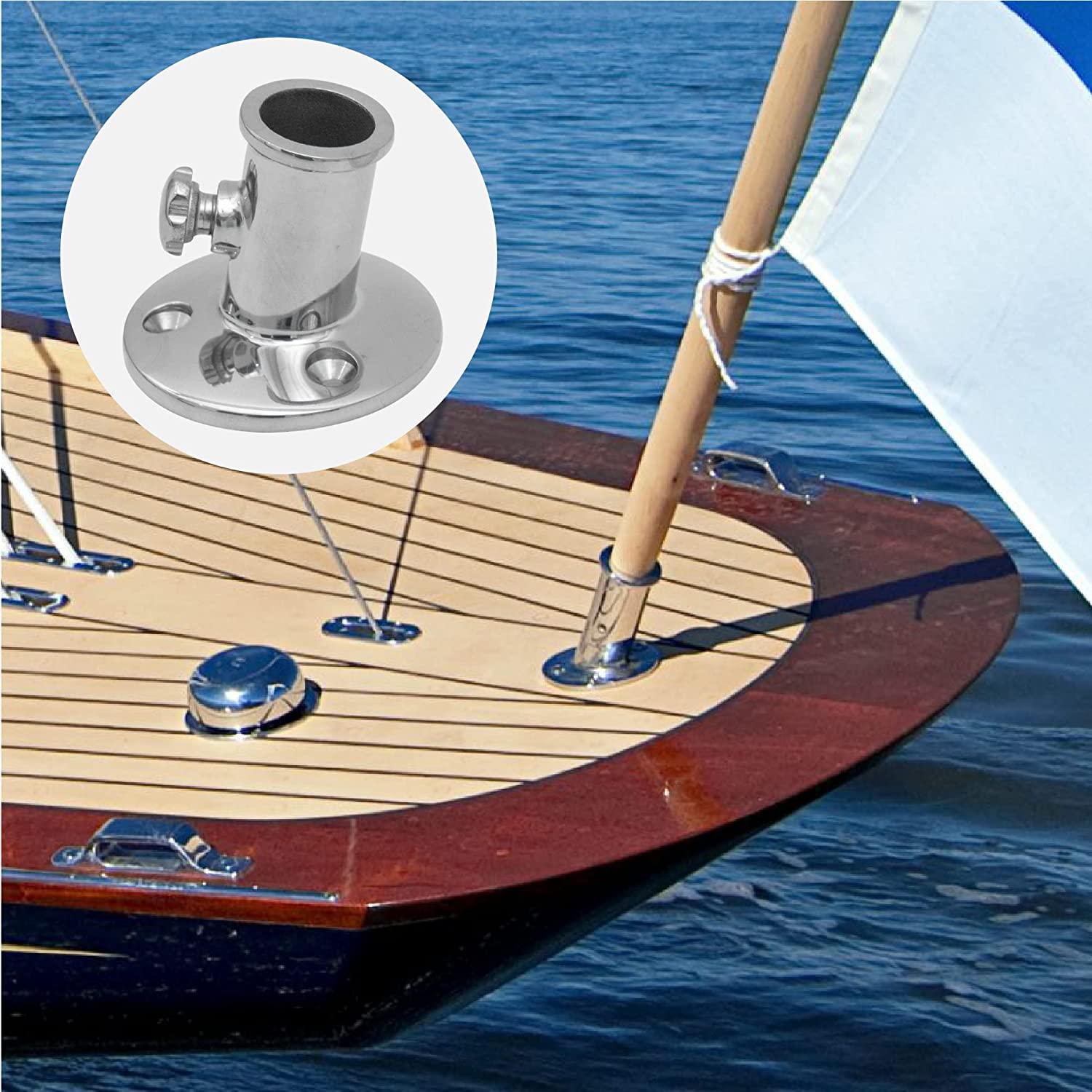 3/4" Flag Pole Stainless Steel Socket Top Mount - Five Oceans-Canadian Marine &amp; Outdoor Equipment