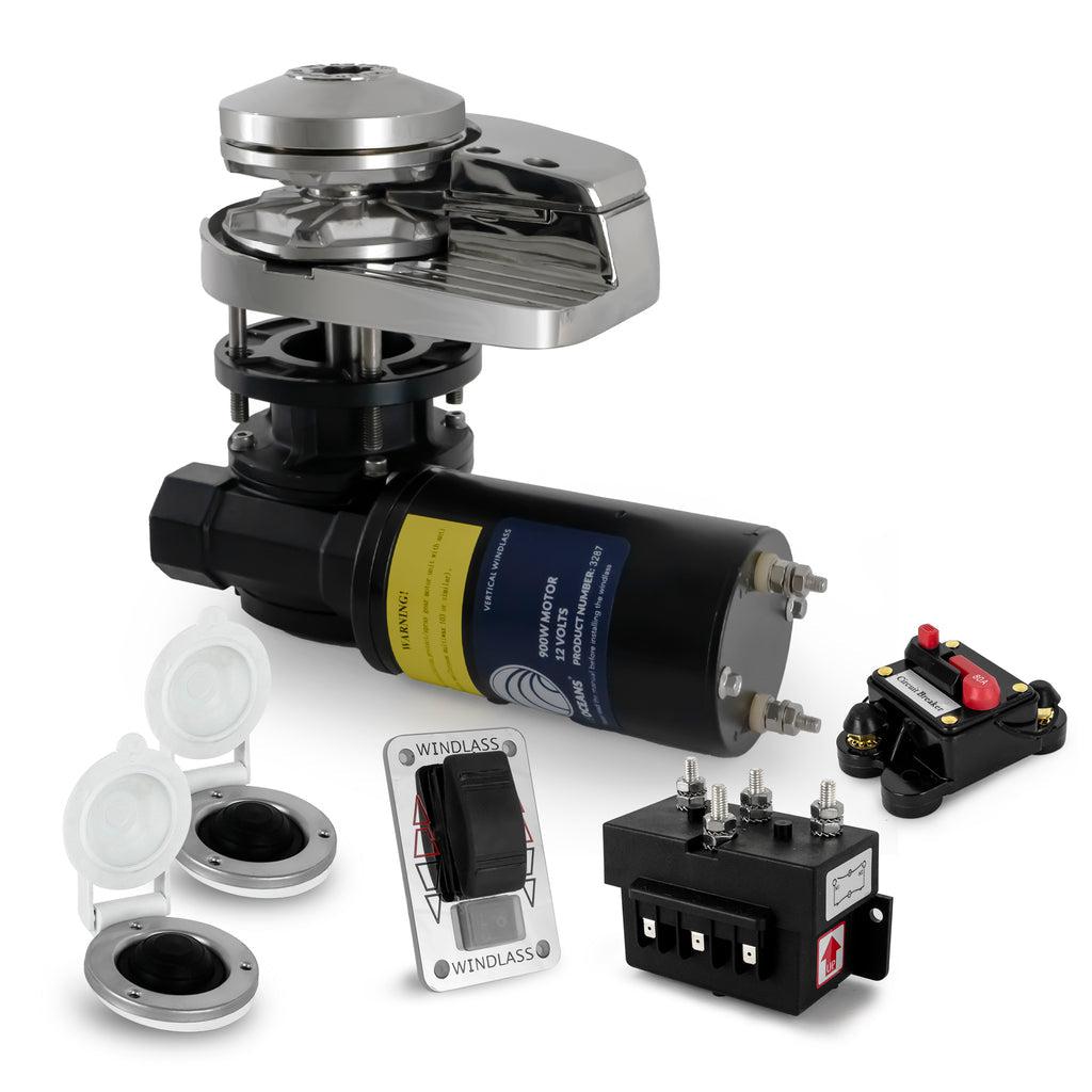 Pacific Windlass Kit, 1/4" HTG4 Chain - 1/2" Rope, Vertical 900 Watts, 12V DC - Five Oceans-Canadian Marine &amp; Outdoor Equipment