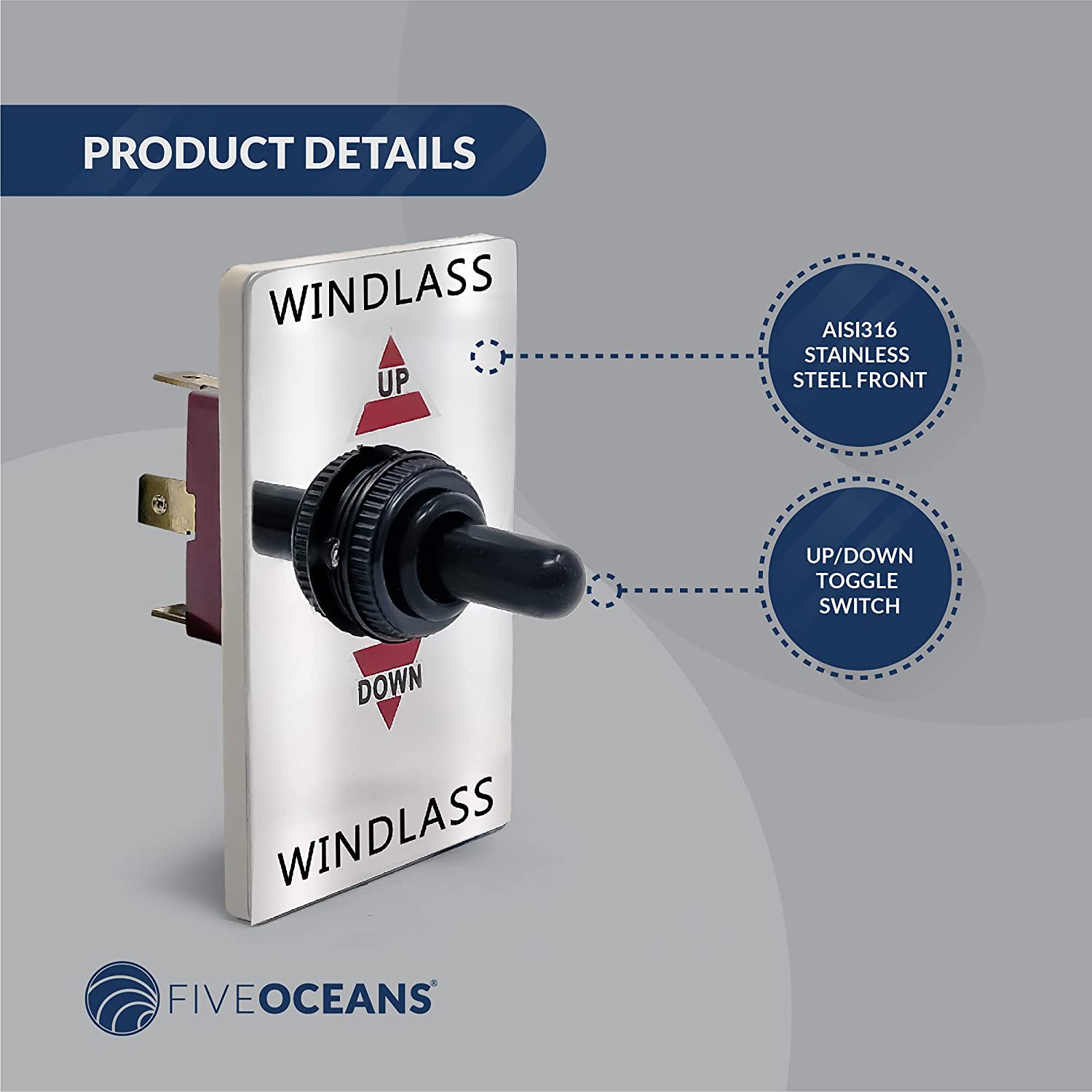 Anchor Windlass Up/Down Toggle Switch Panel, 12V | Five Oceans | Canadian Marine & Outdoor Equipment