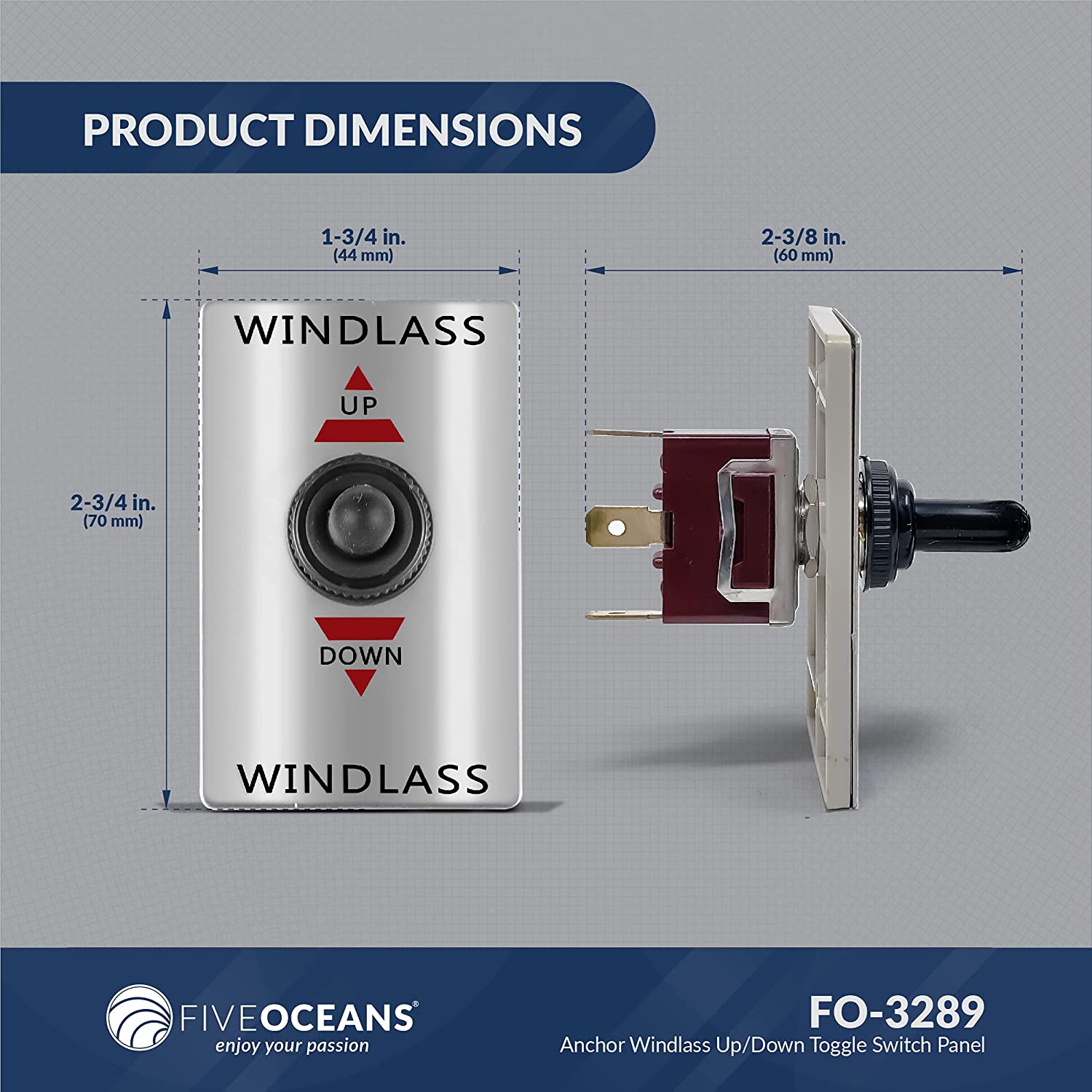 Anchor Windlass Up/Down Toggle Switch Panel, 12V | Five Oceans | Canadian Marine & Outdoor Equipment