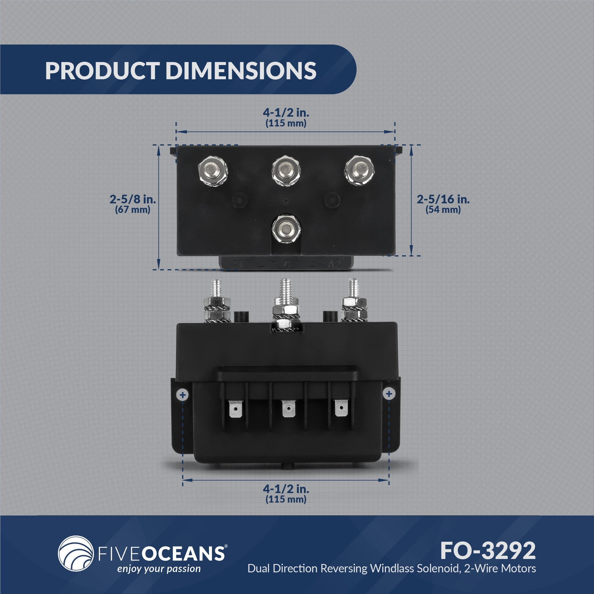 Dual Direction Windlass Solenoid 12V, 2-Wire Motor, 1500W –Five Oceans | Canadian Marine & Outdoor Equipment
