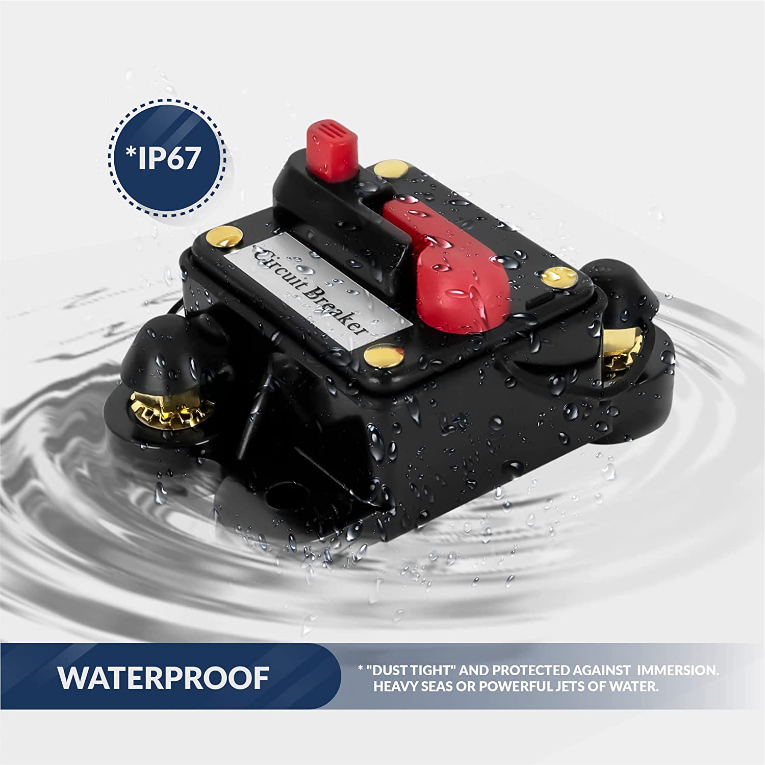 60 Amps Anchor Windlass Circuit Breaker with Manual Reset Button, 12 Volts, Waterproof IP67, Surface Mount, Easy Installation-Canadian Marine &amp; Outdoor Equipment