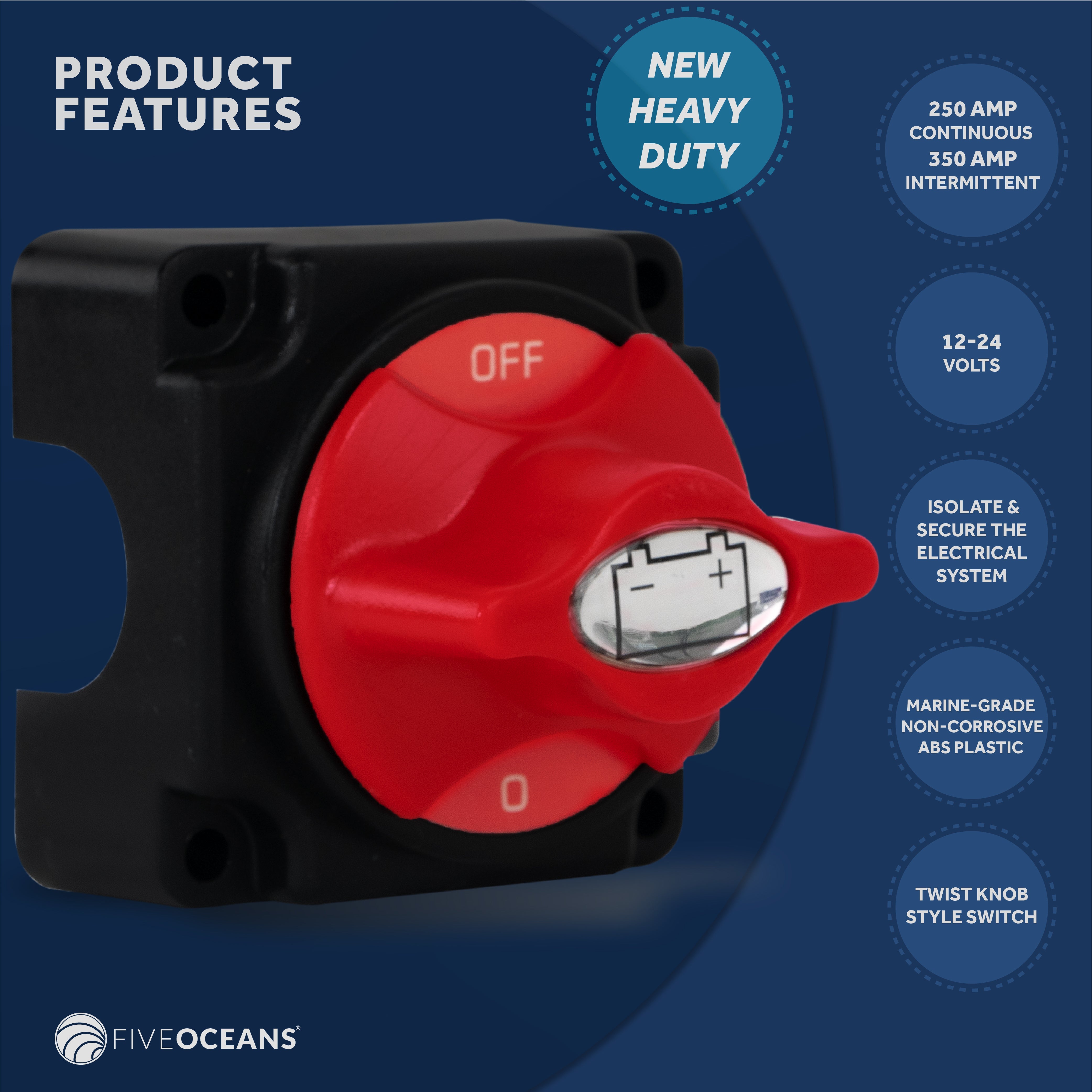 Single Circuit On-Off Battery Disconnect Switch with Knob, 250 Amp for Boat & RV-Canadian Marine &amp; Outdoor Equipment