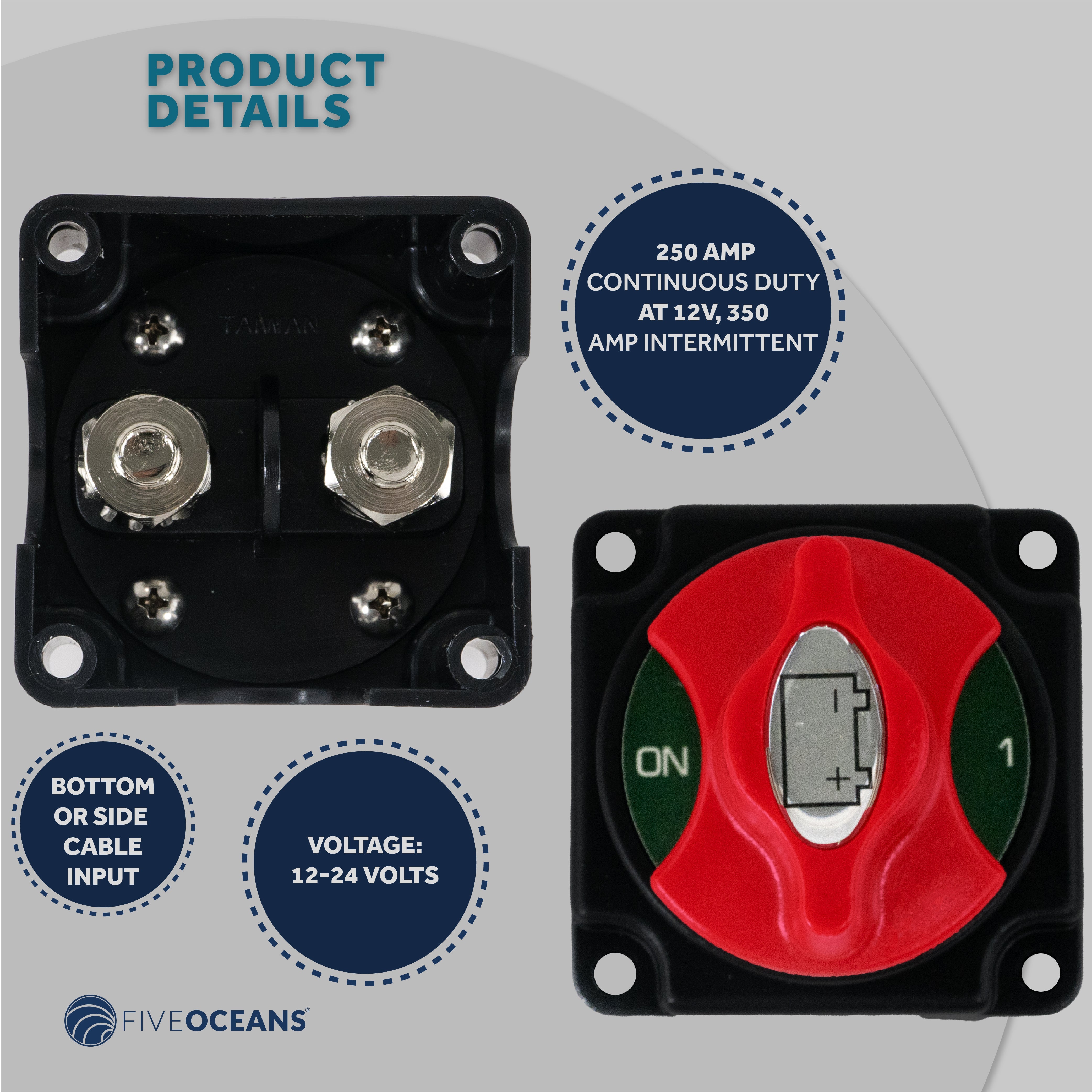 Single Circuit On-Off Battery Disconnect Switch with Knob, 250 Amp for Boat & RV-Canadian Marine &amp; Outdoor Equipment