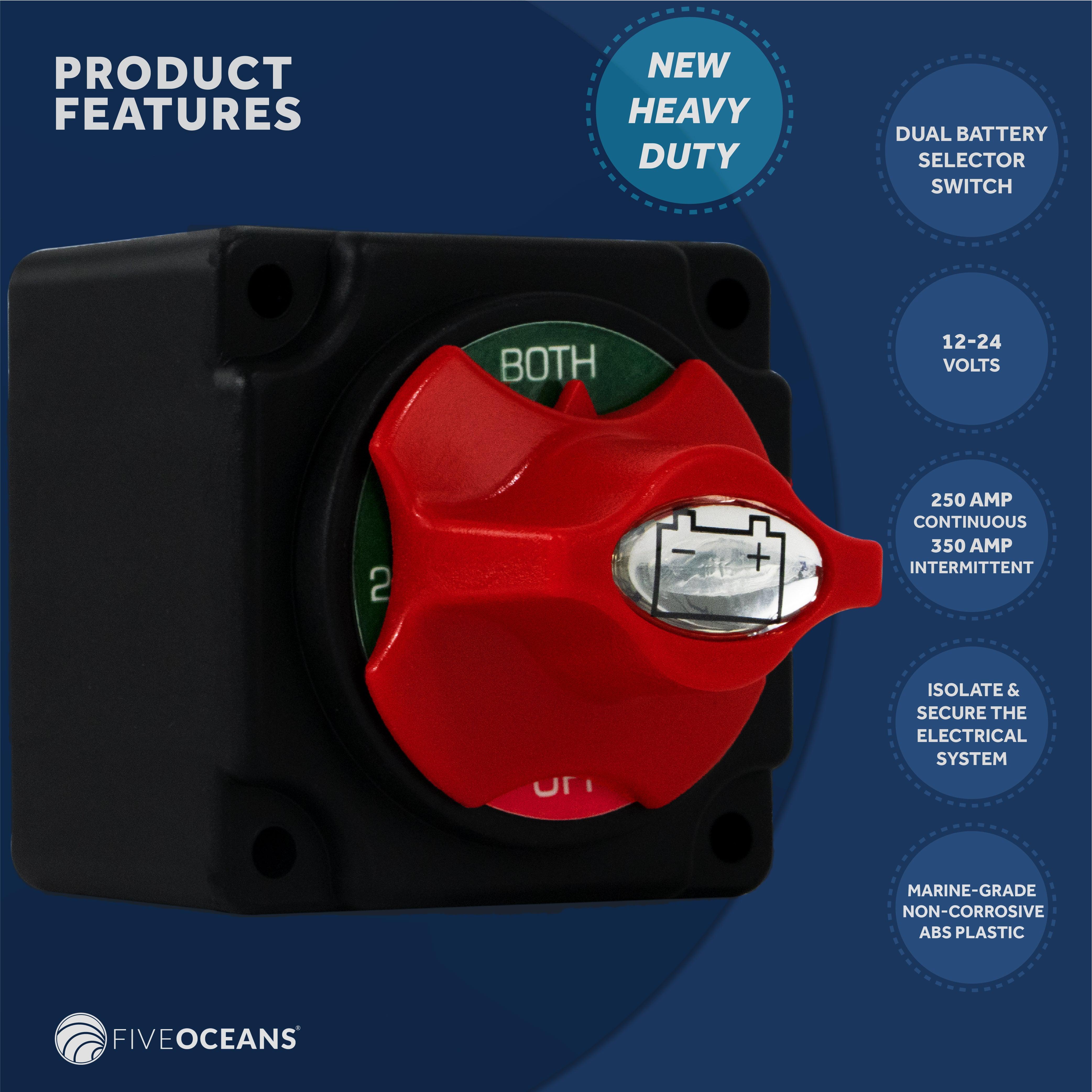 Dual Battery Selector Switch w/ Knob, 250 Amp-Canadian Marine &amp; Outdoor Equipment