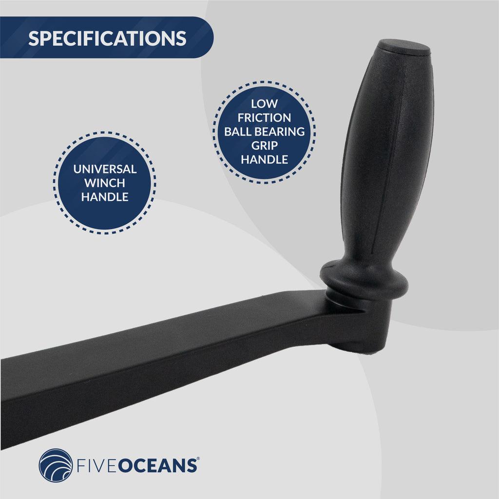 Universal Aluminum Lock-in Style Winch Handle, 10 inches (254 mm), Low-Friction Ball Bearing Grip Handle, Forged Aluminum, Star Socket | Canadian Marine & Outdoor Equipment