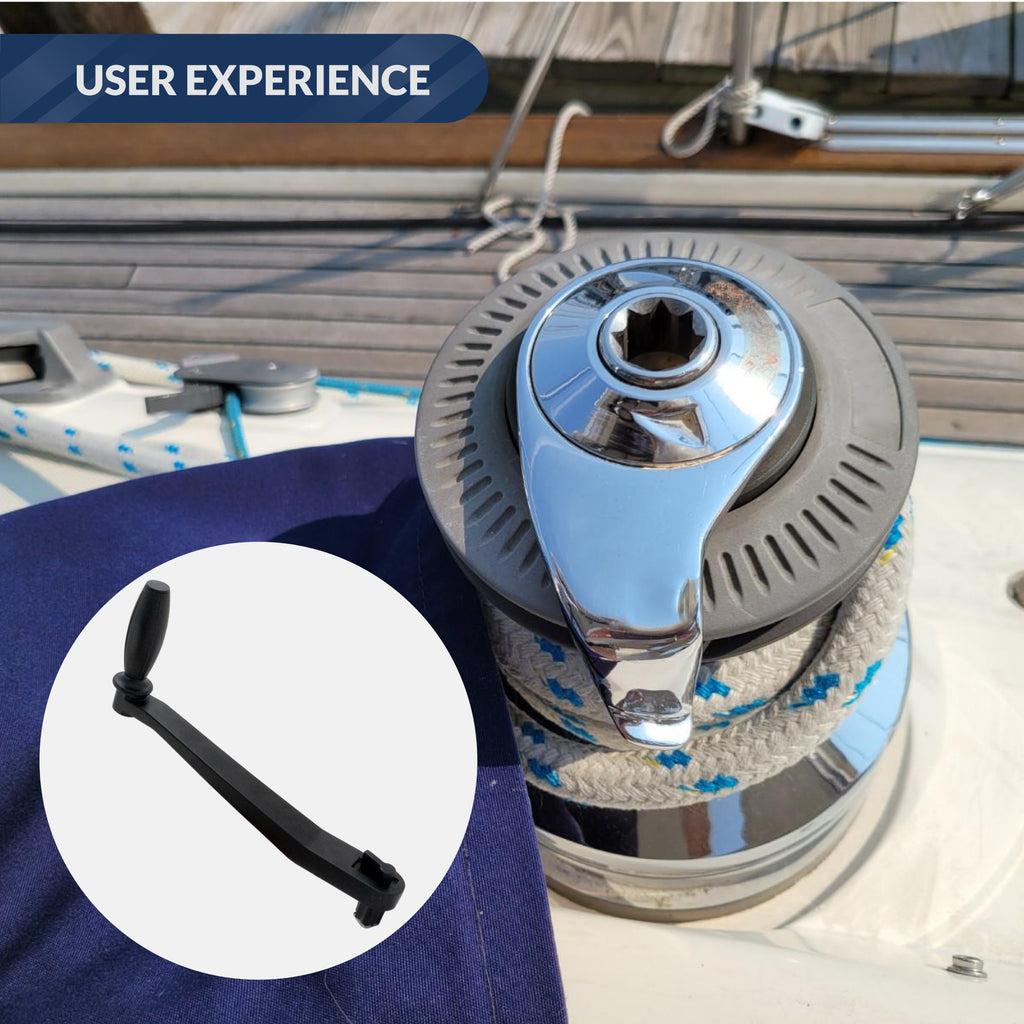 Universal Aluminum Lock-in Style Winch Handle, 10 inches (254 mm), Low-Friction Ball Bearing Grip Handle, Forged Aluminum, Star Socket-Canadian Marine &amp; Outdoor Equipment