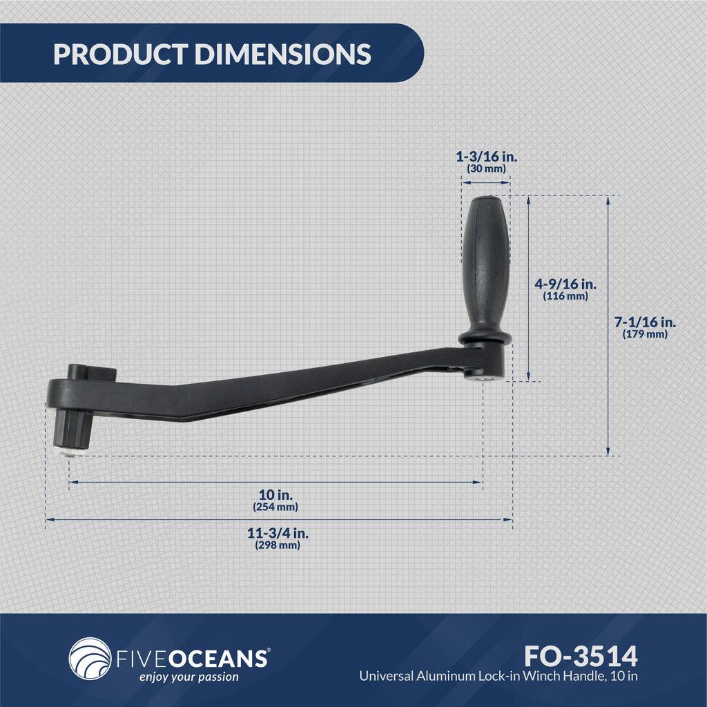 Universal Aluminum Lock-in Style Winch Handle, 10 inches (254 mm), Low-Friction Ball Bearing Grip Handle, Forged Aluminum, Star Socket | Canadian Marine & Outdoor Equipment