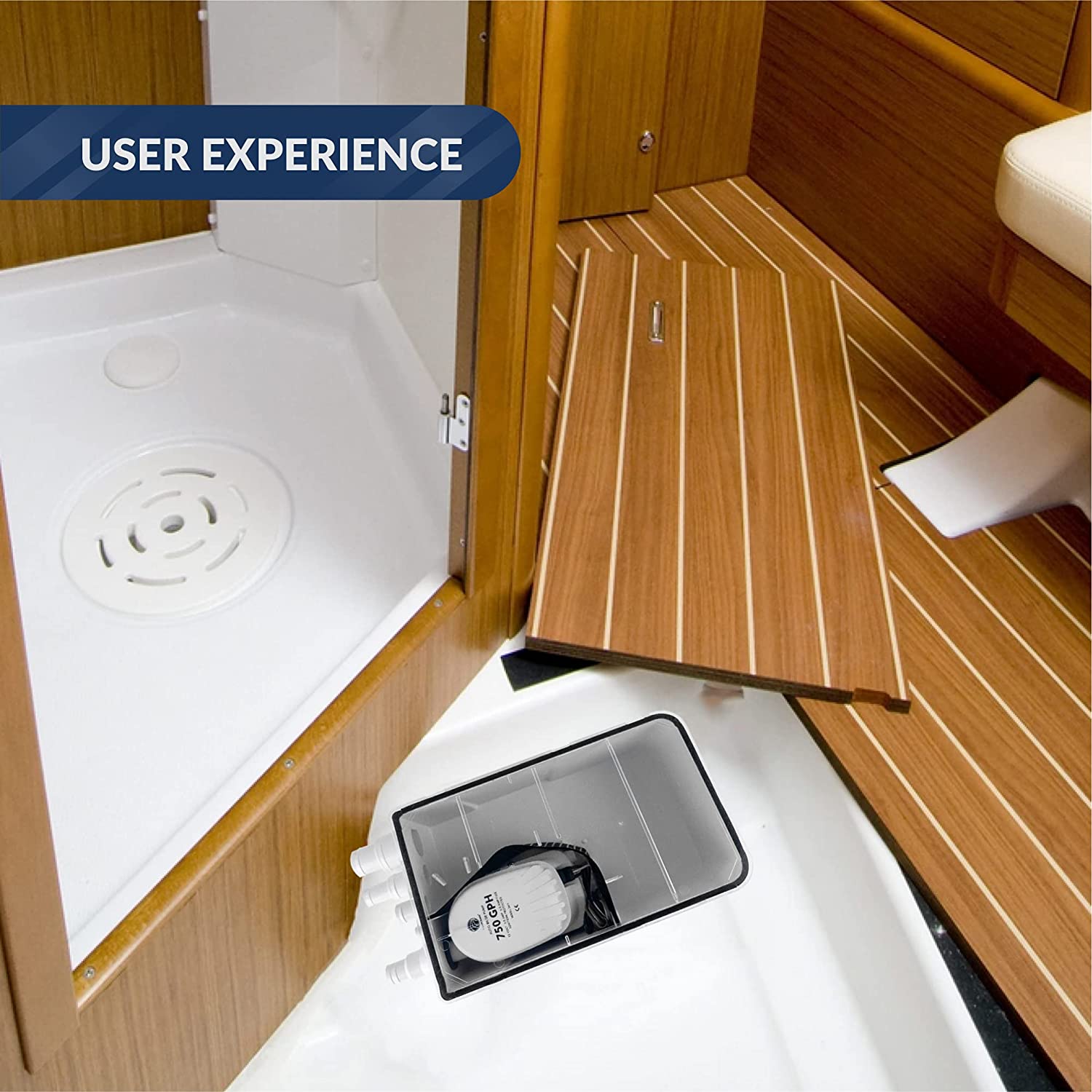 Shower Drain 12V Sump System w/Bilge Pump 750GPH - Boat, RV- Five Oceans-Canadian Marine &amp; Outdoor Equipment