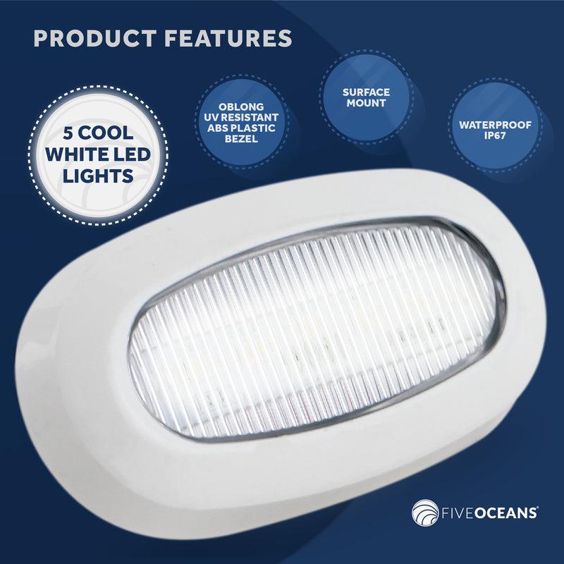 LED Courtesy Accent Light, White Oblong, Cool White - Five Oceans | Canadian Marine & Outdoor Equipment