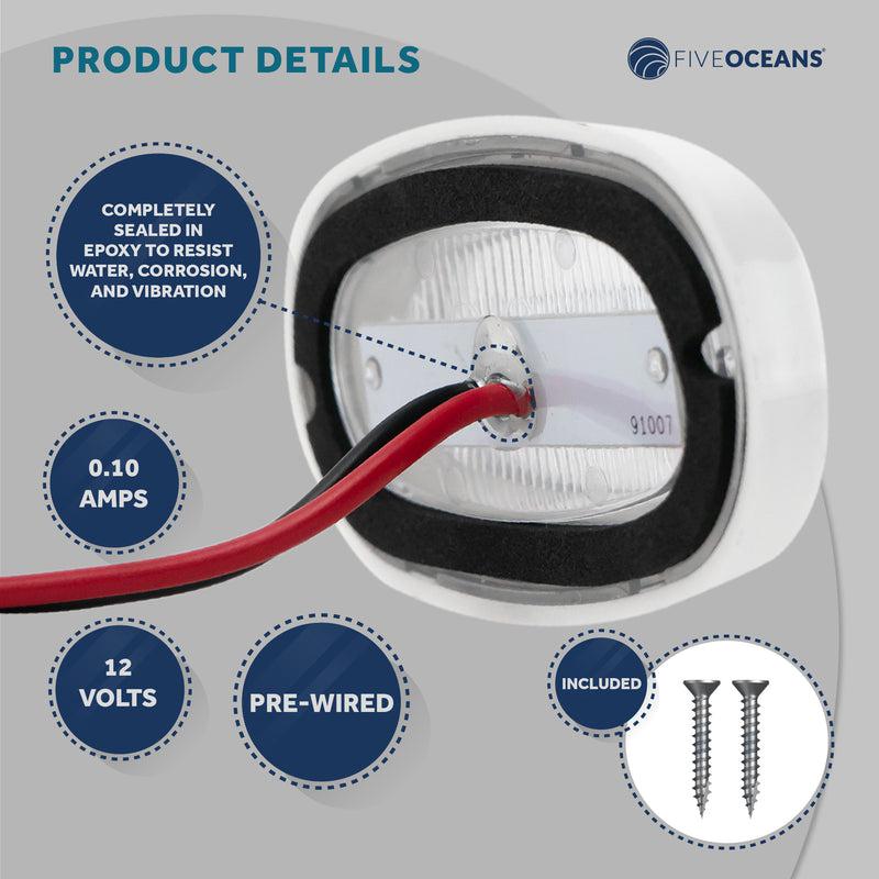 LED Courtesy Accent Light, White Oblong, Cool White - Five Oceans | Canadian Marine & Outdoor Equipment